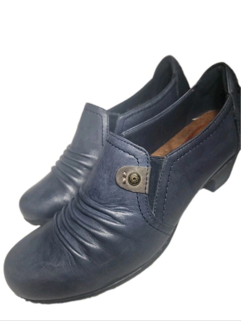 Rockport Cobb Hill Adele Gray Leather SlipOn Pump Heel Shoe Comfort 7M[8C